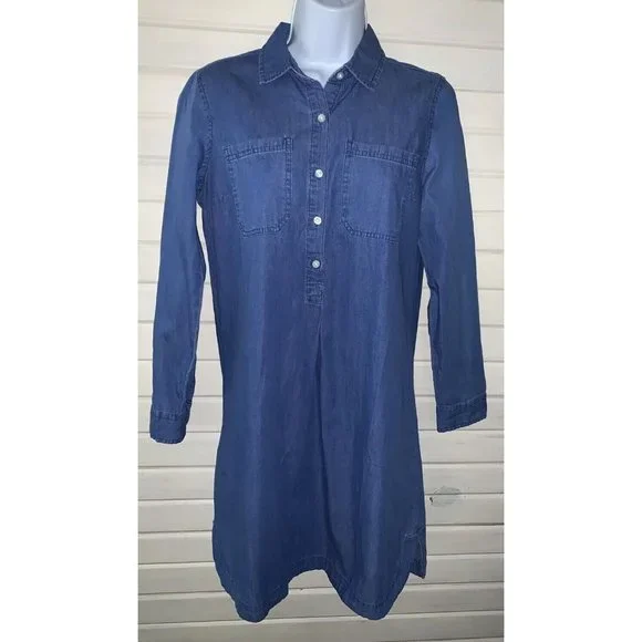 Old Navy Dresses Old Navy Sz Xs Blue Chambray Denim Popover